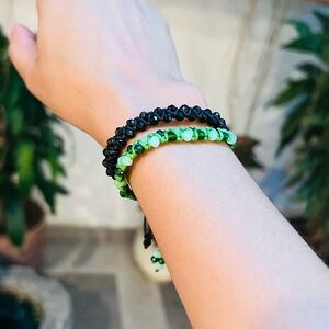 Black and Green Beaded Bracelets